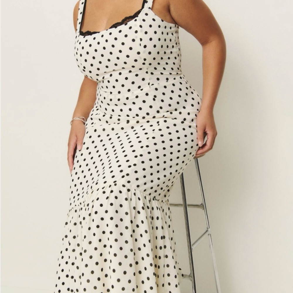 Reformation Irisa Dress – Polka Dot Print – Size 10 – EUC